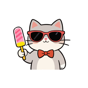 卡通猫咪冰淇淋插画