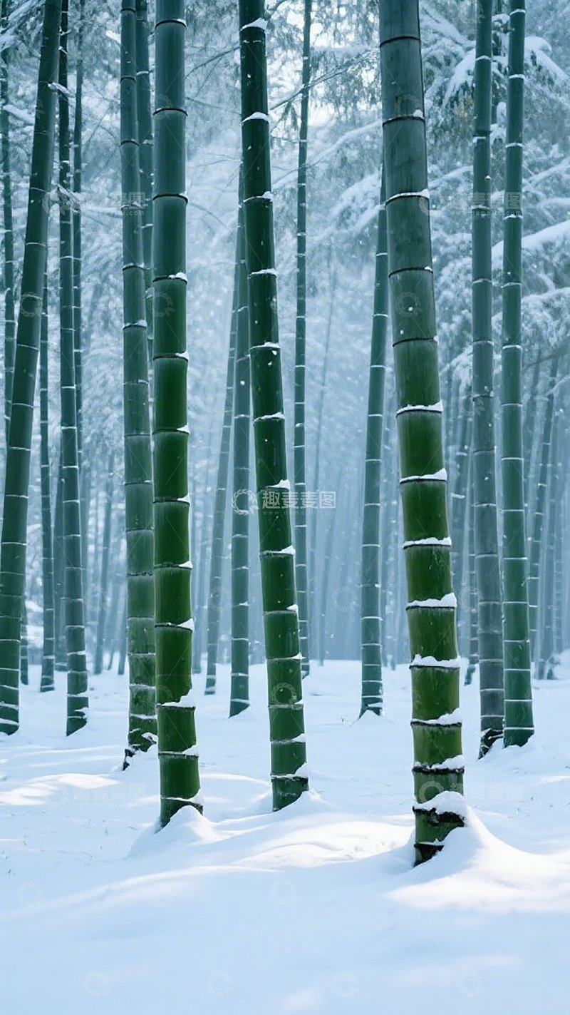 高清大图下载【趣麦麦图】雪竹幽境自然风光摄影
