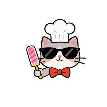 卡通风猫咪冰淇淋矢量设计