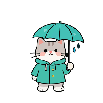 可爱卡通猫咪雨伞插画