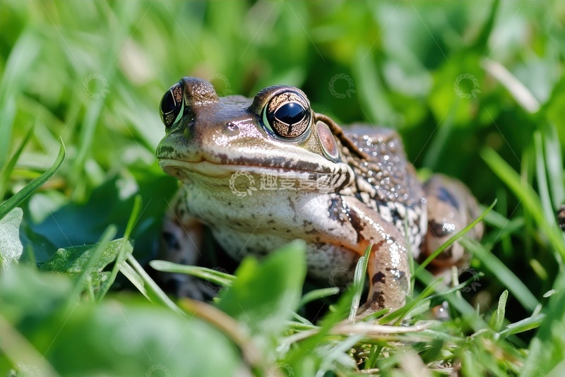高清大图下载【趣麦麦图】草地里的一只小青蛙