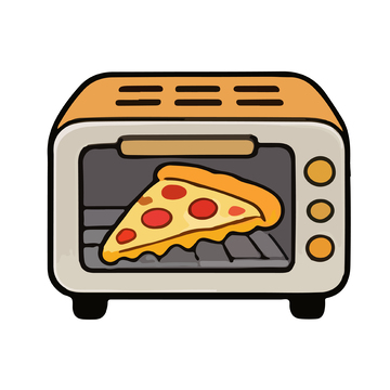 卡通烤箱披萨美食插画
