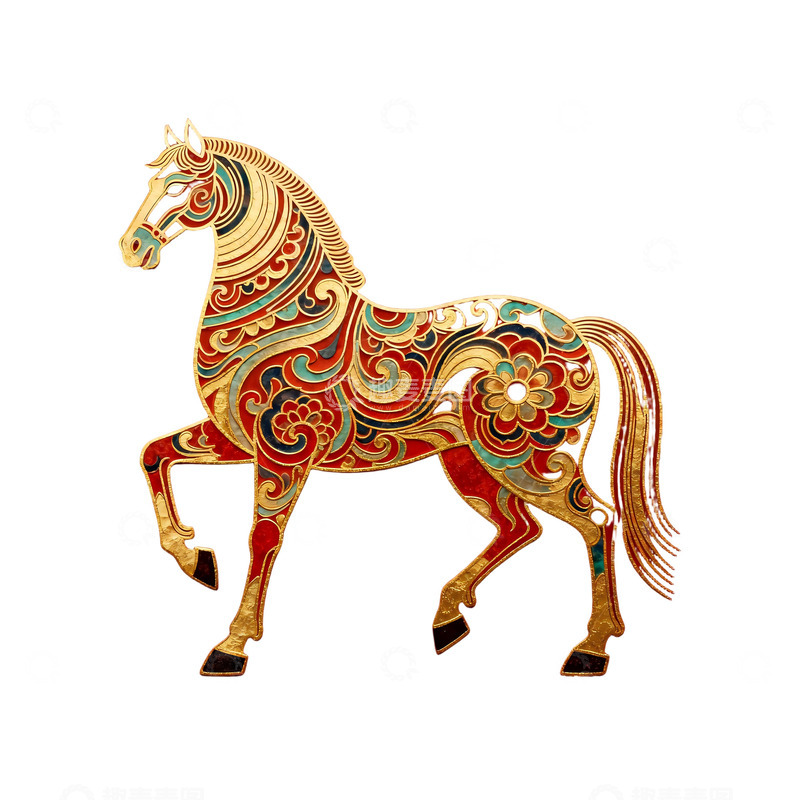 高清大图下载【趣麦麦图】金色骏马装饰艺术挂件