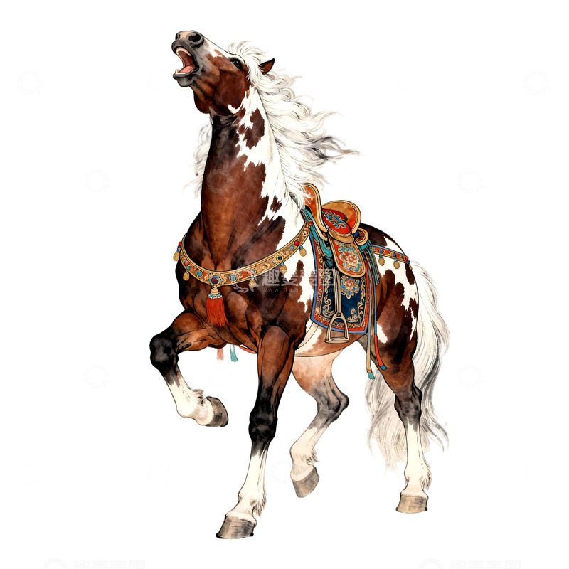 高清大图下载【趣麦麦图】-骏马彩绘艺术插画