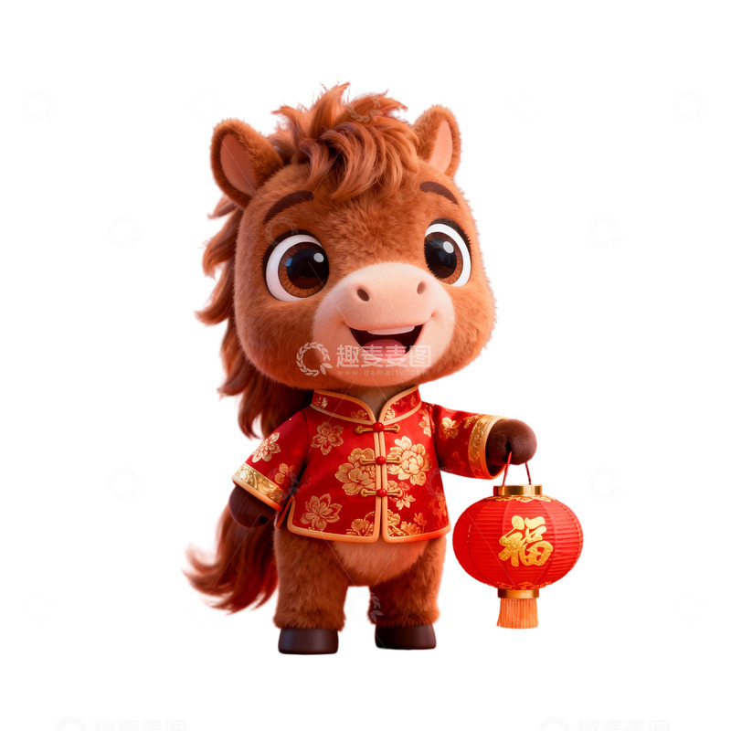 高清大图下载【趣麦麦图】卡通马新年装饰插画