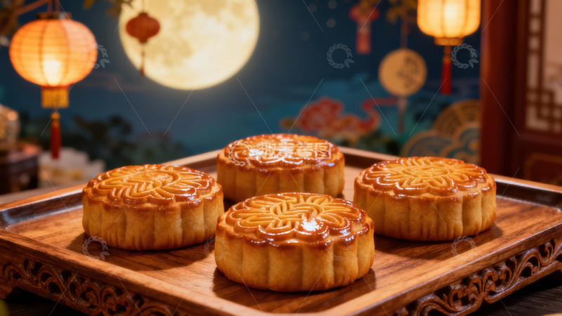 高清大图下载【趣麦麦图】中秋节月饼背景163