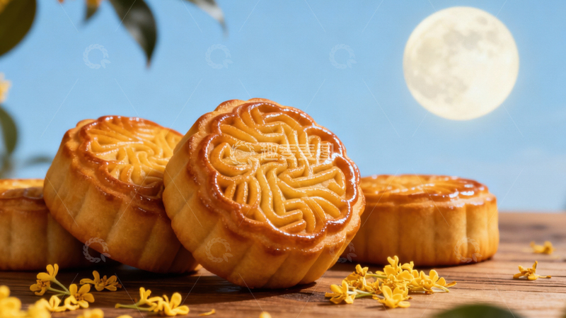 高清大图下载【趣麦麦图】中秋节月饼背景148