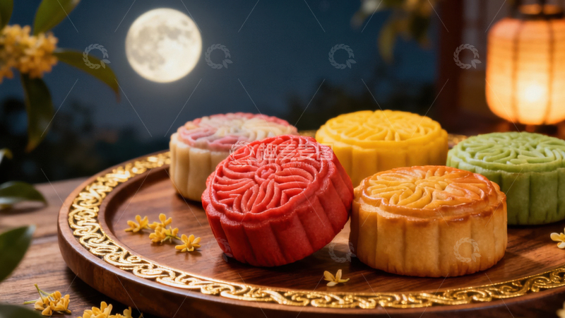 高清大图下载【趣麦麦图】中秋节月饼背景143