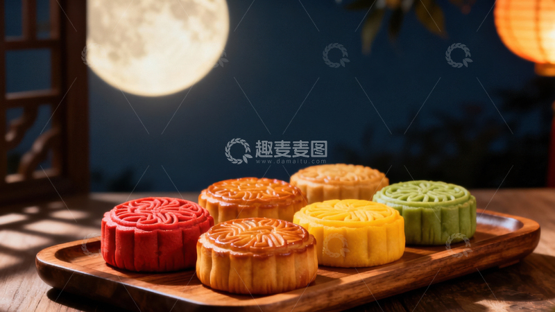 高清大图下载【趣麦麦图】中秋节月饼背景168