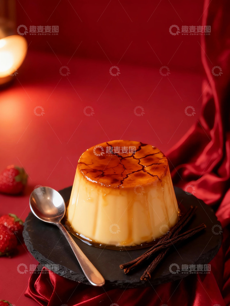 高清大图下载【趣麦麦图】焦糖布丁美食摄影图片