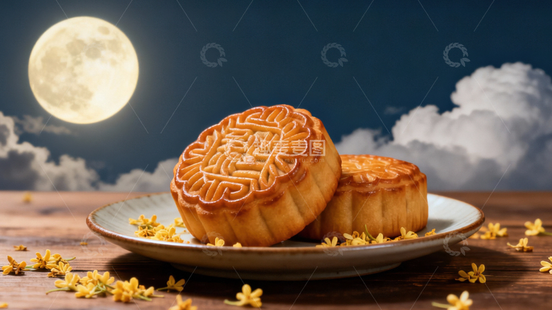 高清大图下载【趣麦麦图】中秋节月饼背景160