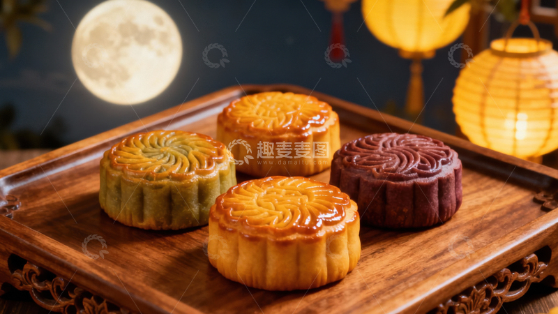 高清大图下载【趣麦麦图】中秋节月饼背景152