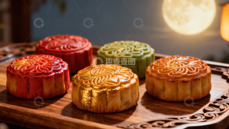 高清大图下载【趣麦麦图】中秋节月饼背景149