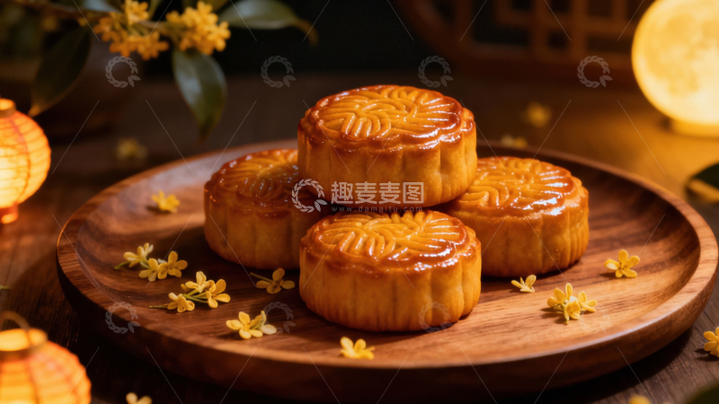 高清大图下载【趣麦麦图】中秋节月饼背景161