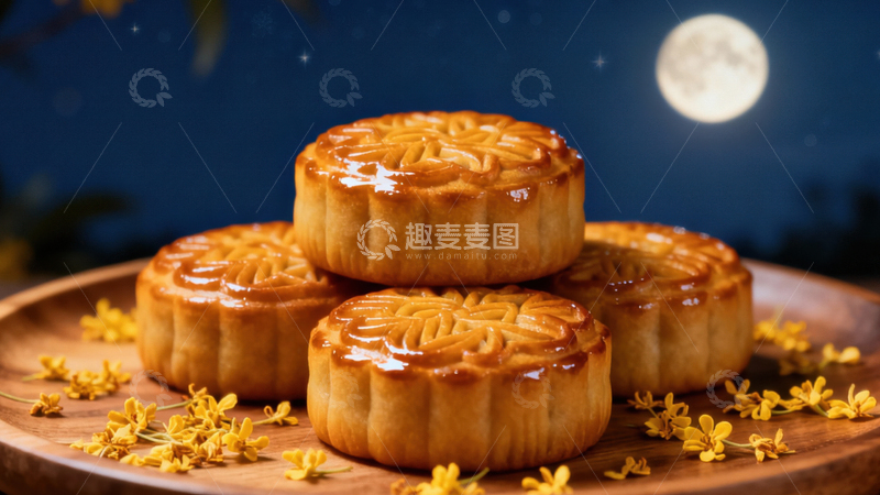 高清大图下载【趣麦麦图】中秋节月饼背景154