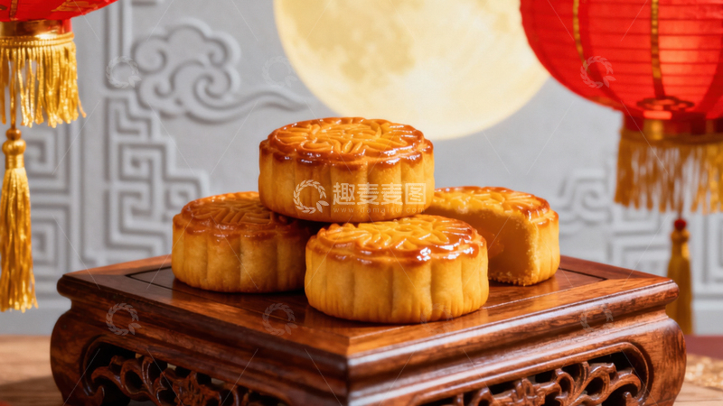 高清大图下载【趣麦麦图】中秋节月饼背景156