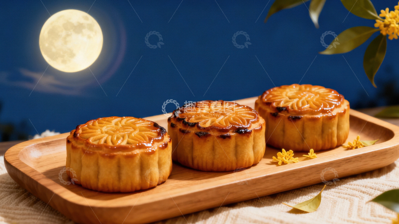 高清大图下载【趣麦麦图】中秋节月饼背景155