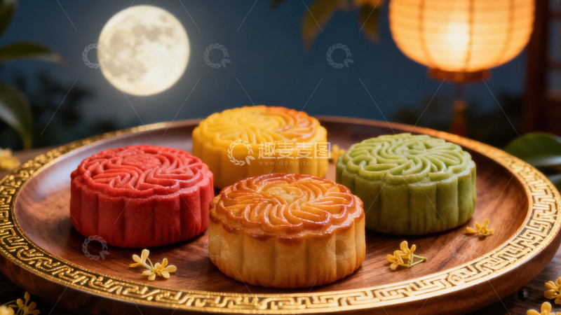 高清大图下载【趣麦麦图】中秋节月饼背景169