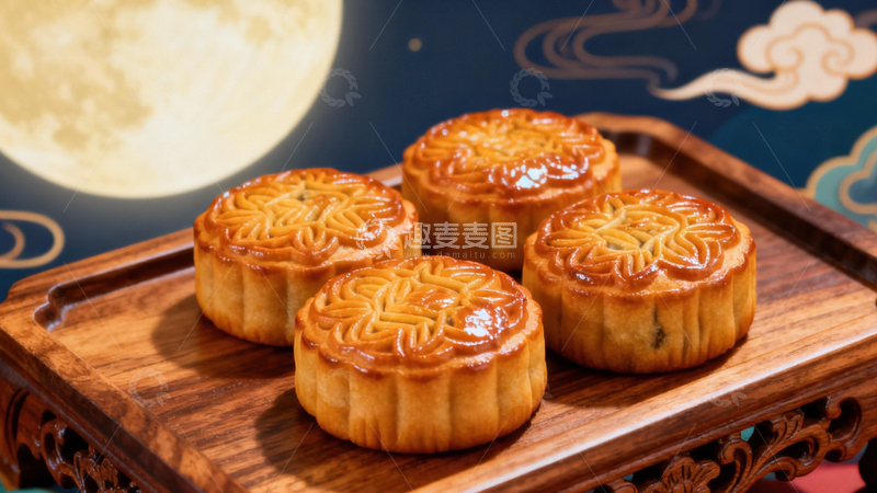 高清大图下载【趣麦麦图】中秋节月饼背景150