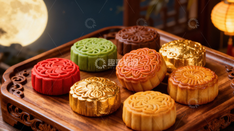 高清大图下载【趣麦麦图】中秋节月饼背景145