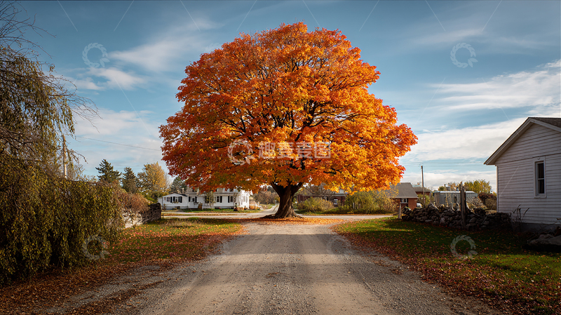 高清大图下载【趣麦麦图】秋日橡树绚丽多彩