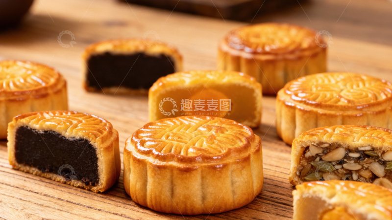 高清大图下载【趣麦麦图】中秋节月饼背景186