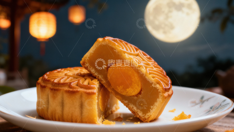 高清大图下载【趣麦麦图】中秋节月饼背景174
