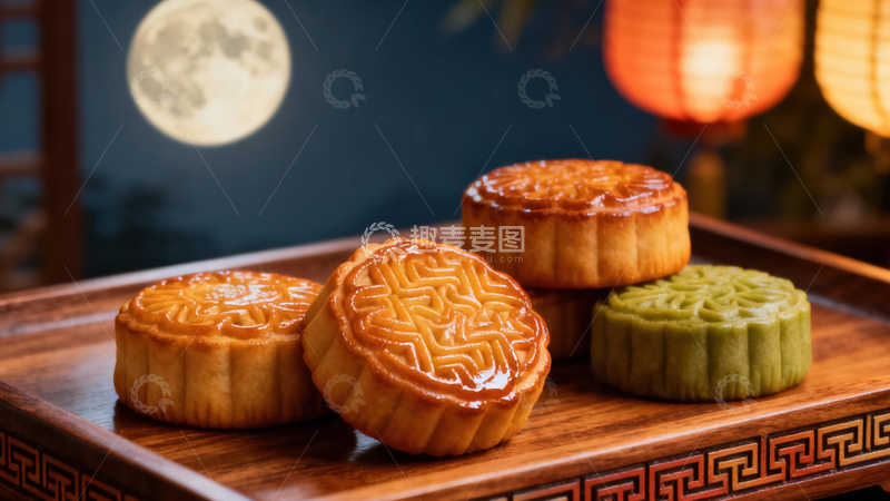 高清大图下载【趣麦麦图】中秋节月饼背景196