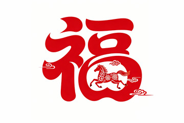 马年福字吉祥图案