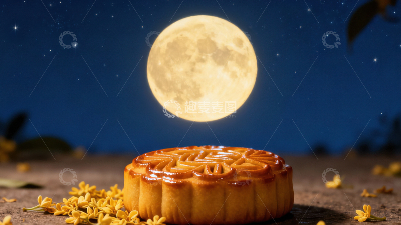 高清大图下载【趣麦麦图】中秋节月饼背景179