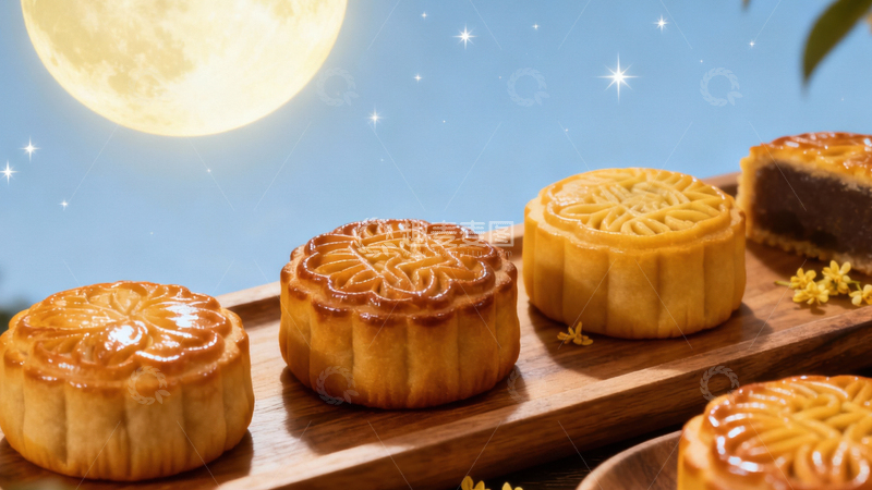 高清大图下载【趣麦麦图】中秋节月饼背景171