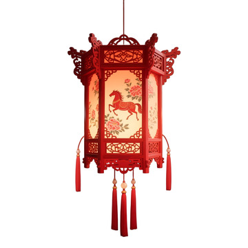 中式红色雕花挂灯