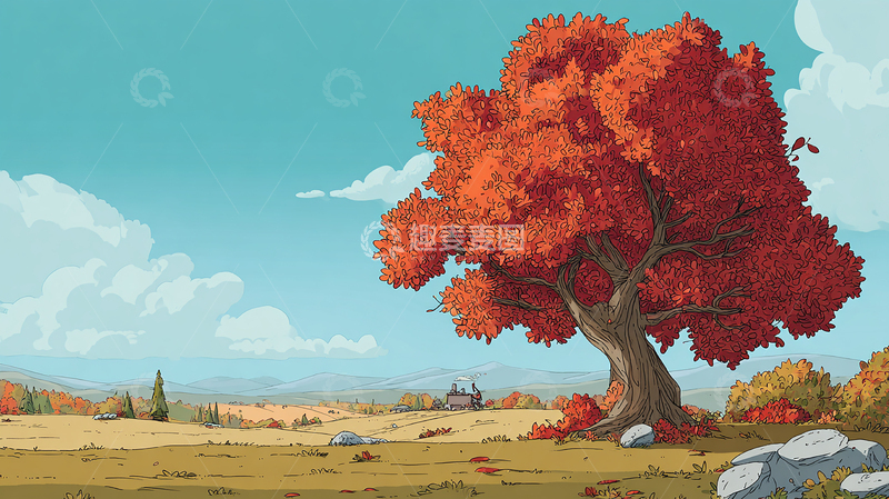 高清大图下载【趣麦麦图】秋季红叶大树景观