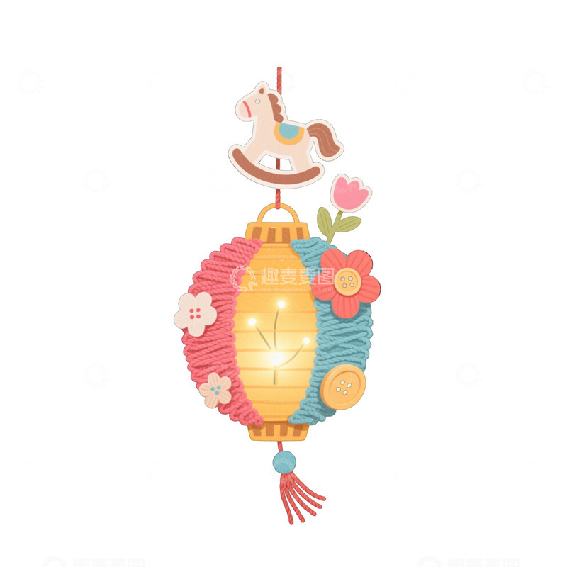 高清大图下载【趣麦麦图】卡通风节日灯笼装饰插画