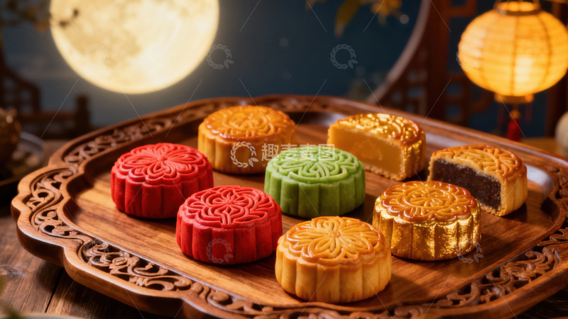 高清大图下载【趣麦麦图】中秋节月饼背景193