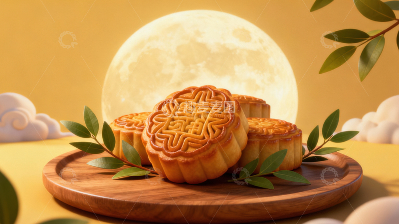 高清大图下载【趣麦麦图】中秋节月饼背景212
