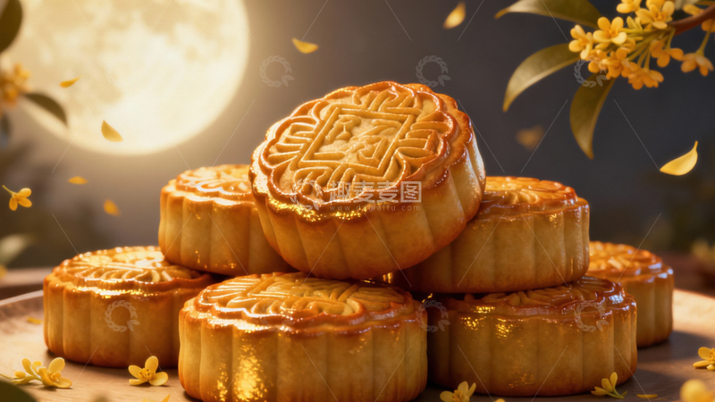 高清大图下载【趣麦麦图】中秋节月饼背景213