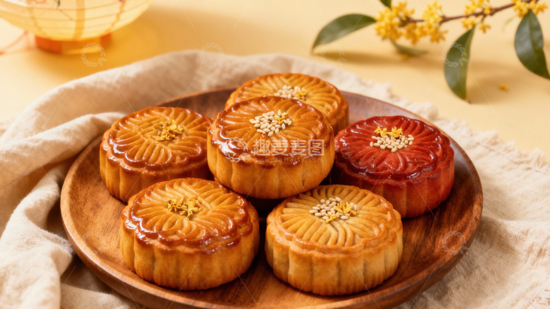 高清大图下载【趣麦麦图】中秋节月饼背景191