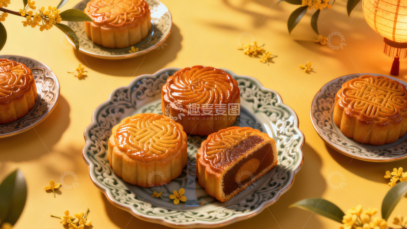 高清大图下载【趣麦麦图】中秋节月饼背景207