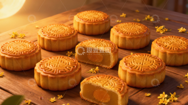 高清大图下载【趣麦麦图】中秋节月饼背景209