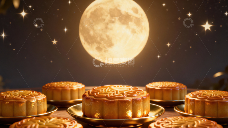 高清大图下载【趣麦麦图】中秋节月饼背景198