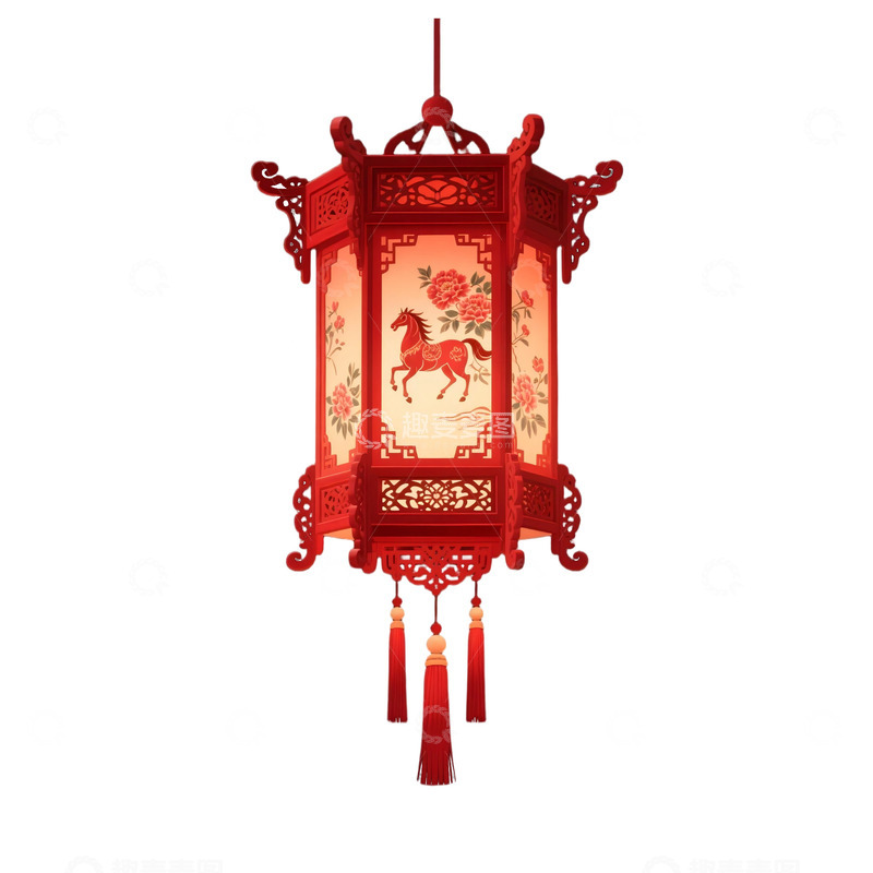 高清大图下载【趣麦麦图】中国风红色挂饰灯笼图案设计素材