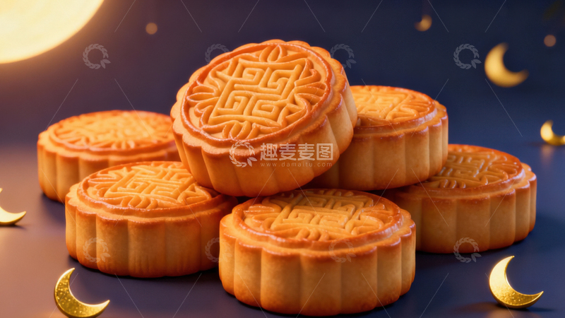 高清大图下载【趣麦麦图】中秋节月饼背景216