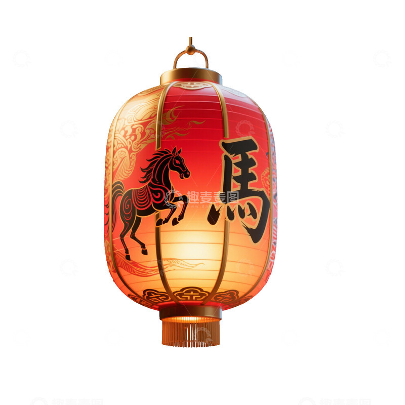 高清大图下载【趣麦麦图】中国红马形灯笼装饰