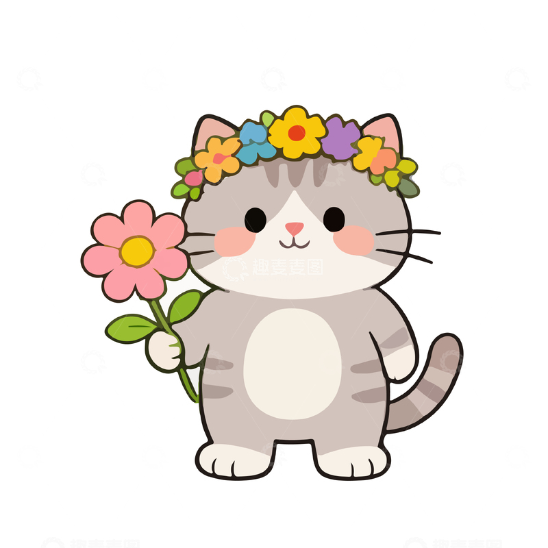 源文件下载【趣麦麦图】卡通风可爱小猫插画