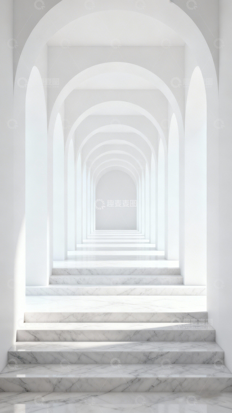 高清大图下载【趣麦麦图】简约拱门大理石楼梯设计
