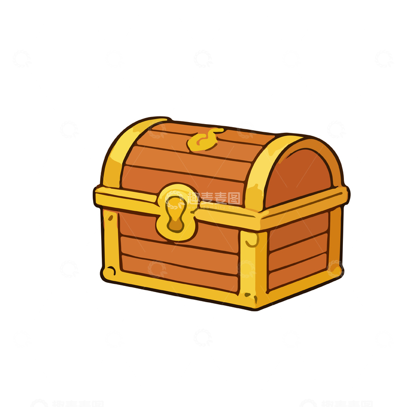 源文件下载【趣麦麦图】卡通风格木质宝箱矢量插画