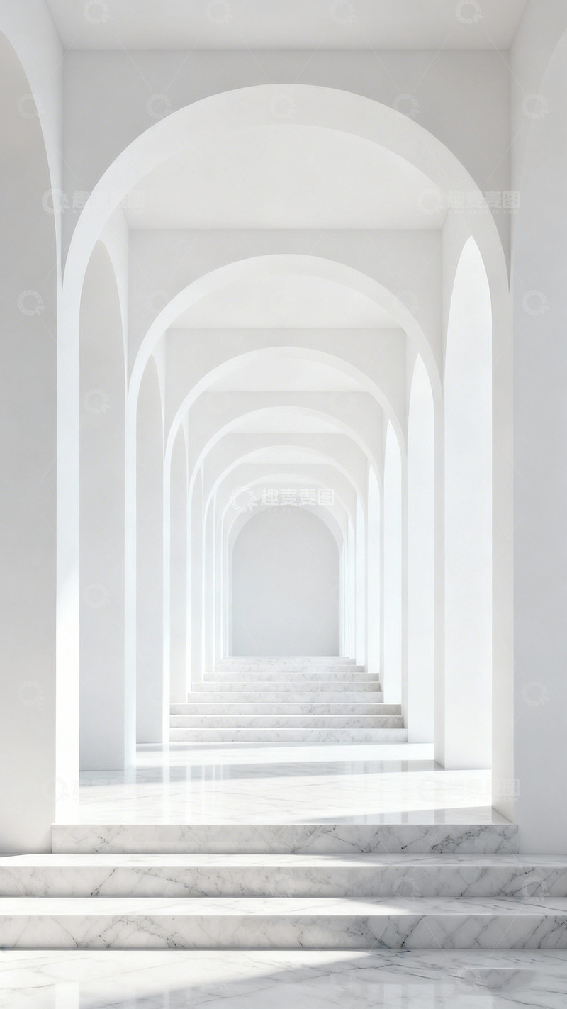 高清大图下载【趣麦麦图】白色拱廊简约空间设计
