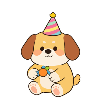 卡通狗狗生日插画
