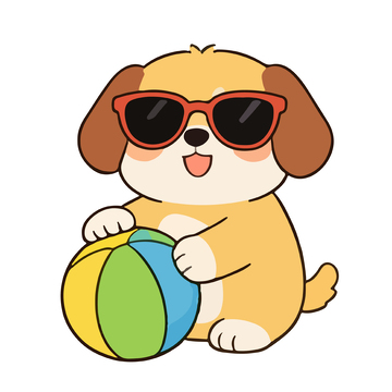 卡通狗狗夏日玩耍